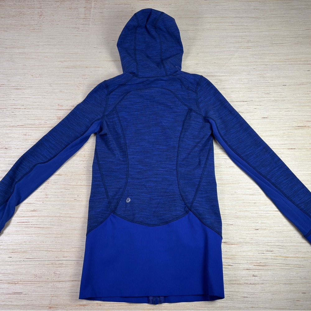 Lululemon Scuba Hoodie Blue Heather Size 2 Full Zip Thumbholes